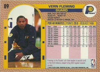 1992-93 Fleer Vern Fleming #89 card back image