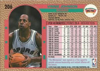 1992-93 Fleer Vinnie Johnson #206 card back image