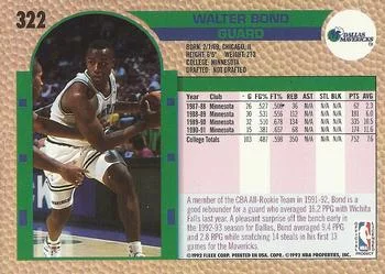 1992-93 Fleer Walter Bond #322 card back image