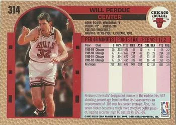 1992-93 Fleer Will Perdue #314 card back image