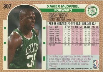 1992-93 Fleer Xavier McDaniel #307 card back image