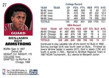 1992-93 Hoops B.J. Armstrong #27 card back image