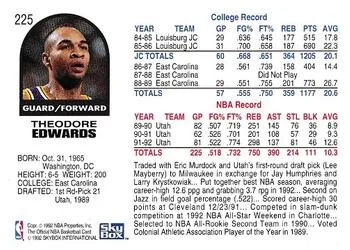 1992-93 Hoops Blue Edwards #225 card back image