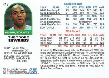 1992-93 Hoops Blue Edwards #417 card back image