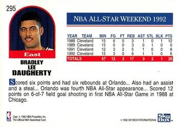 1992-93 Hoops Brad Daugherty #295 card back image