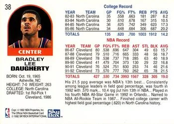 1992-93 Hoops Brad Daugherty #38 card back image
