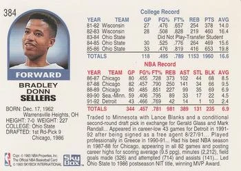 1992-93 Hoops Brad Sellers #384 card back image