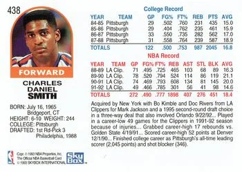 1992-93 Hoops Charles Smith #438 card back image