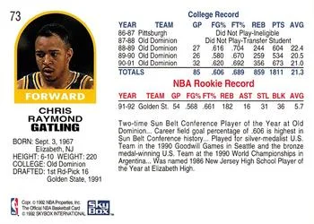 1992-93 Hoops Chris Gatling #73 card back image