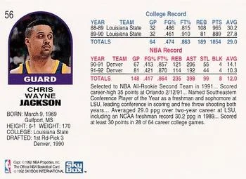 1992-93 Hoops Chris Jackson #56 card back image
