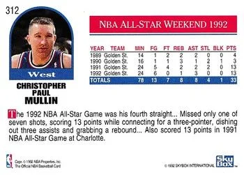 1992-93 Hoops Chris Mullin #312 card back image