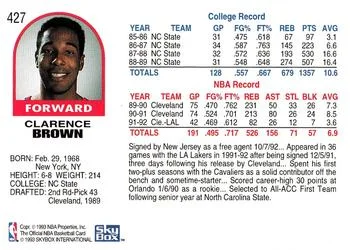 1992-93 Hoops Chucky Brown #427 card back image