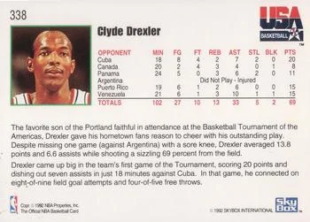 1992-93 Hoops Clyde Drexler BTA #338 card back image