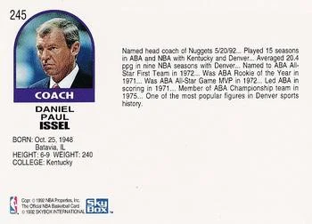 1992-93 Hoops Dan Issel CO #245 card back image