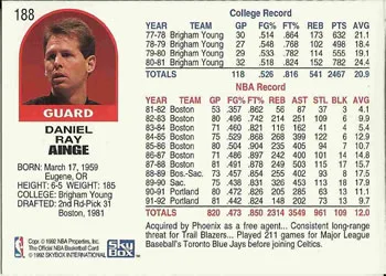 1992-93 Hoops Danny Ainge #188 card back image
