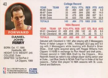 1992-93 Hoops Danny Ferry #40 card back image
