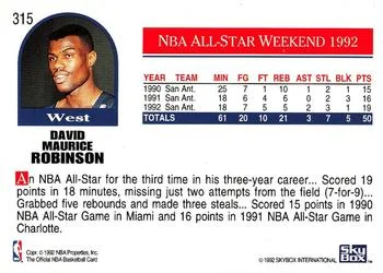 1992-93 Hoops David Robinson #315 card back image