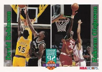 1992-93 Hoops David Robinson / Hakeem Olajuwon LL #323 card image