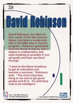 1992-93 Hoops David Robinson SIS #334 card back image