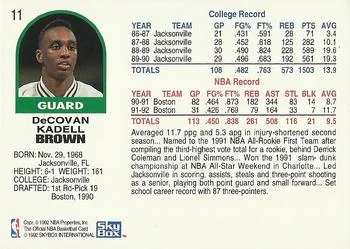 1992-93 Hoops Dee Brown #11 card back image