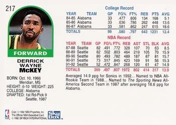 1992-93 Hoops Derrick McKey #217 card back image