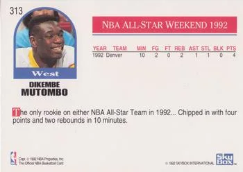1992-93 Hoops Dikembe Mutombo #313 card back image