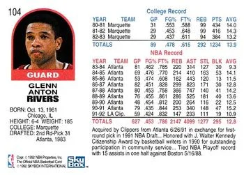1992-93 Hoops Doc Rivers #104 card back image