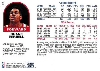 1992-93 Hoops Duane Ferrell #3 card back image