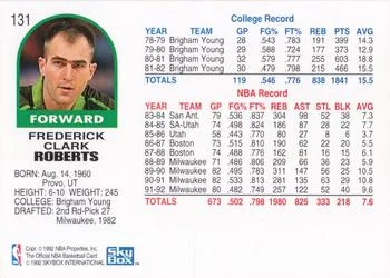 1992-93 Hoops Fred Roberts #131 card back image