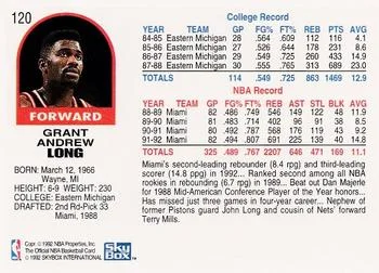 1992-93 Hoops Grant Long #120 card back image