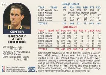 1992-93 Hoops Greg Dreiling #395 card back image