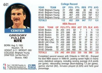 1992-93 Hoops Greg Kite #441 card back image