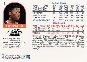 1992-93 Hoops Henry James #41 card back image