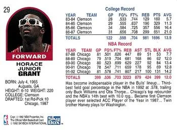 1992-93 Hoops Horace Grant #29 card back image