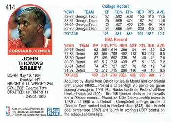 1992-93 Hoops John Salley #414 card back image