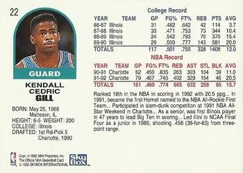1992-93 Hoops Kendall Gill #22 card back image