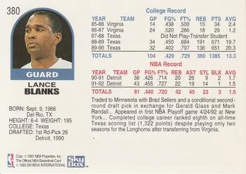 1992-93 Hoops Lance Blanks #380 card back image