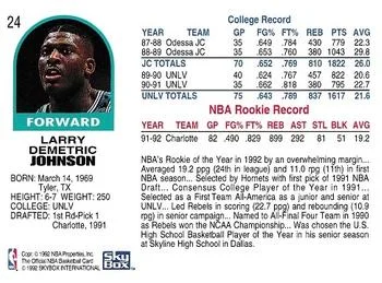 1992-93 Hoops Larry Johnson #24 card back image