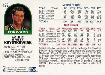 1992-93 Hoops Larry Krystkowiak #129 card back image