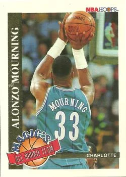 1992-93 Hoops Alonzo Mourning [Magic's All-Rookie Team] Magic's All-Rookie Team #2 card image