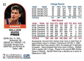 1992-93 Hoops Mark Price #43 card back image