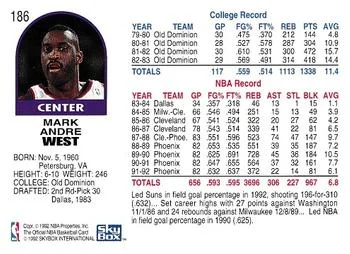 1992-93 Hoops Mark West #186 card back image