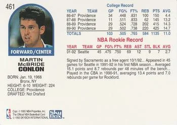 1992-93 Hoops Marty Conlon #461 card back image
