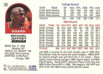 1992-93 Hoops Michael Jordan #30 card back image