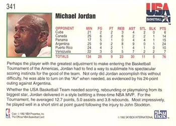 1992-93 Hoops Michael Jordan BTA #341 card back image