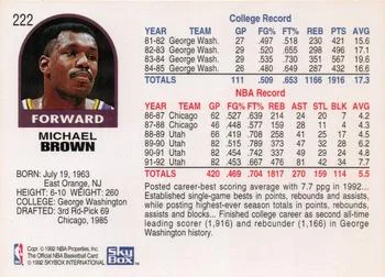 1992-93 Hoops Mike Brown #222 card back image
