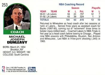1992-93 Hoops Mike Dunleavy CO #253 card back image