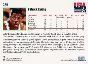 1992-93 Hoops Patrick Ewing BTA #339 card back image