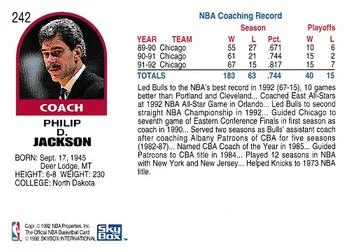1992-93 Hoops Phil Jackson CO #242 card back image