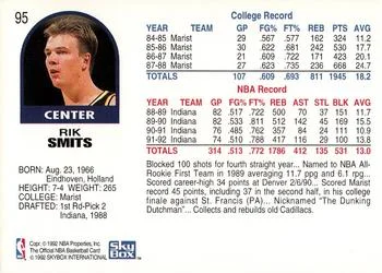 1992-93 Hoops Rik Smits #95 card back image
